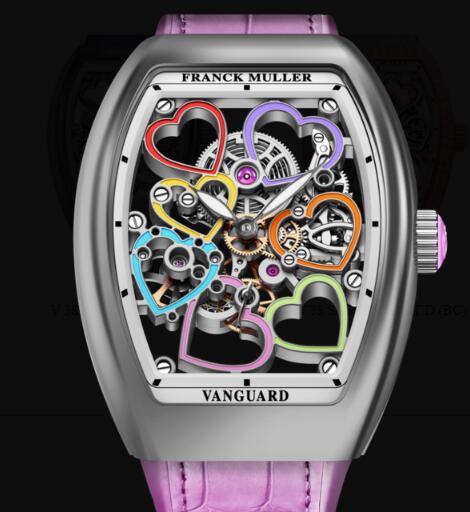 Franck Muller Vanguard Lady Heart Skeleton Replica Watch Cheap Price V 38 S6 SQT HEART COL DRM (RS)